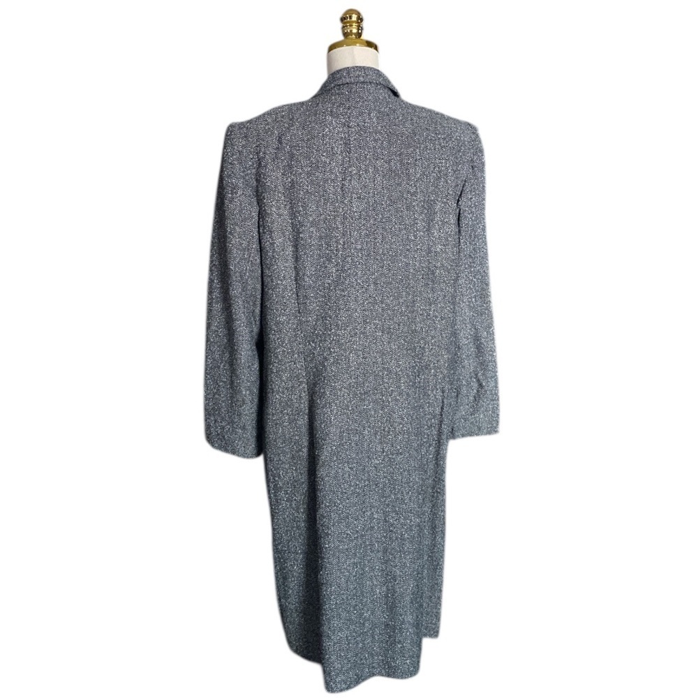 Talbots Women’s Vintage Gray Herringbone Tweed Preppy Longline Coat Size 12 - Picture 3 of 13